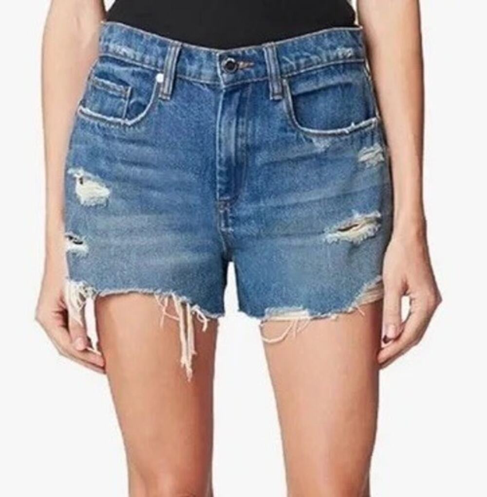 Blank NYC Womens Barrow High Rise Denim Shorts Size 25 Blue Y2K Streetwear